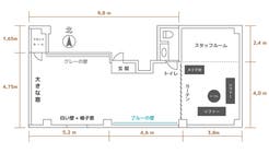 【スタジオジジ / 丸ノ内線 中野富士見町 徒歩30秒】/ 自然光 1h-5000円 / 花壁 / 馬車の間取り図1