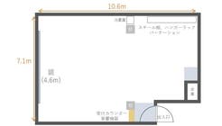 ★リピート多数★　【神楽坂駅 徒歩3分】　清潔で明るいプライベートスタジオ　天井高3.4m　広々70㎡　多目的利用OKの間取り図1