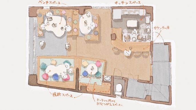【ゆったりカフェスペース】都電荒川線の最寄りから徒歩3分。女子会・勉強会・お誕生日会・ママ会・教室利用に!の間取り図1