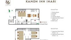 【京都伏見エリア】Kamon Inn 稲荷-1棟貸切- 京町家高級宿/Wi-Fi完備/お風呂付/キッチン付/イベント利用にも最適の間取り図1